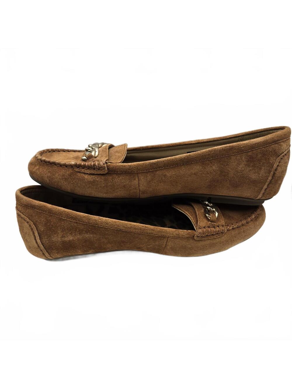 Vionic Mesa Cognac Suede Chain Loafers 9.5 Wide Orthopedic Comfort Flat Shoes - Picture 5 of 7